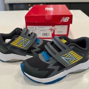 New Balance Kids' Dark Gray and Blue Sneakers
